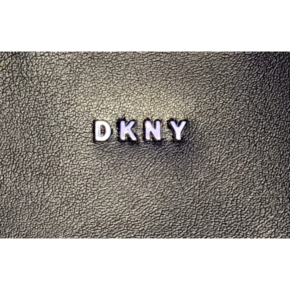 NWT DKNY Black Leather Hobo Shoulder Handbag Black w/ Silver Chain Accent - Picture 7 of 16